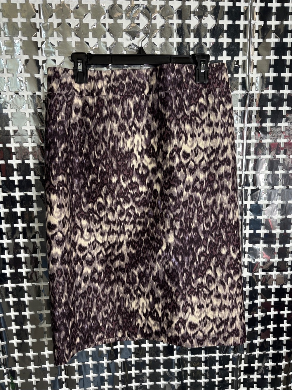 J. Crew Purple and Cream Animal-Print Pencil Skirt